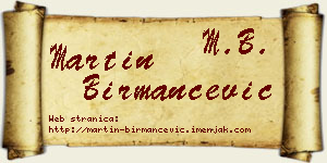 Martin Birmančević vizit kartica